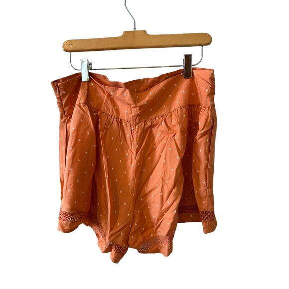 Roxy boho dreams orange polka dot high waisted shorts L - Picture 3 of 6